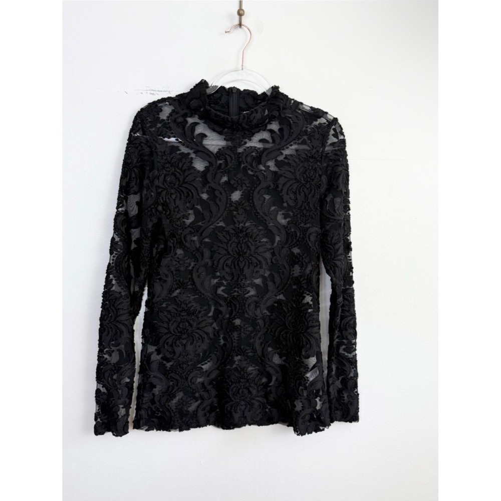 Alice McCall Entitled Top Black Sheer Lace High Neck Long Sleeve Size US 8 - Picture 3 of 7